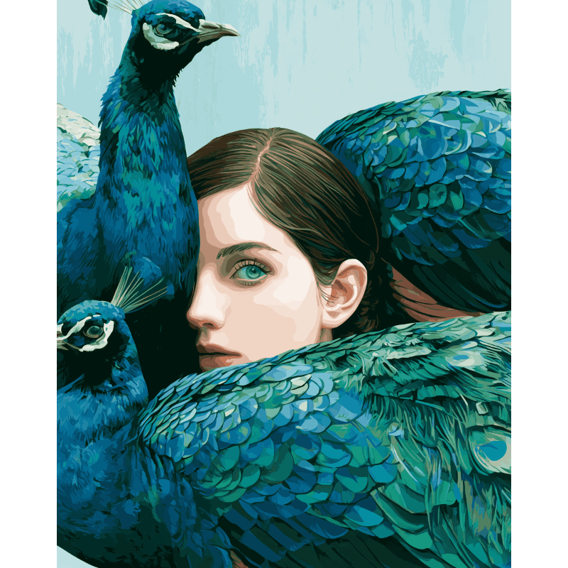 Peacock Lady | Paint by Number- Paint by Numbers
