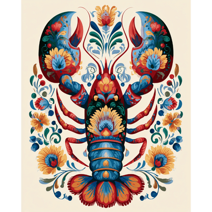 Ukrainian Petrykivka Lobster | Paint by Number- Paint by Numbers