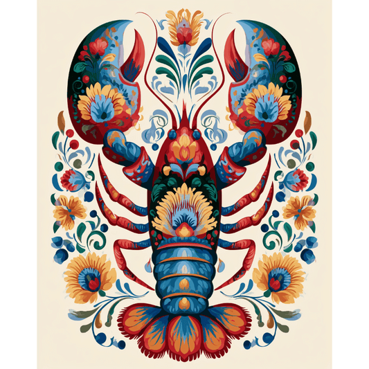 Ukrainian Petrykivka Lobster | Paint by Number- Paint by Numbers