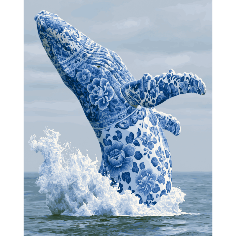 Delft Blue Whale | Paint by Number- Paint by Numbers