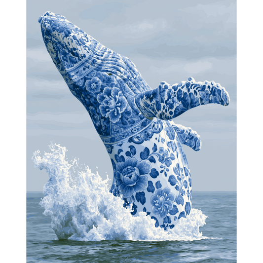 Delft Blue Whale | Paint by Number- Paint by Numbers