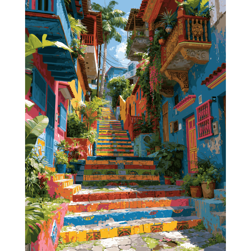 Colombian Alley | Paint by Number- Paint by Numbers