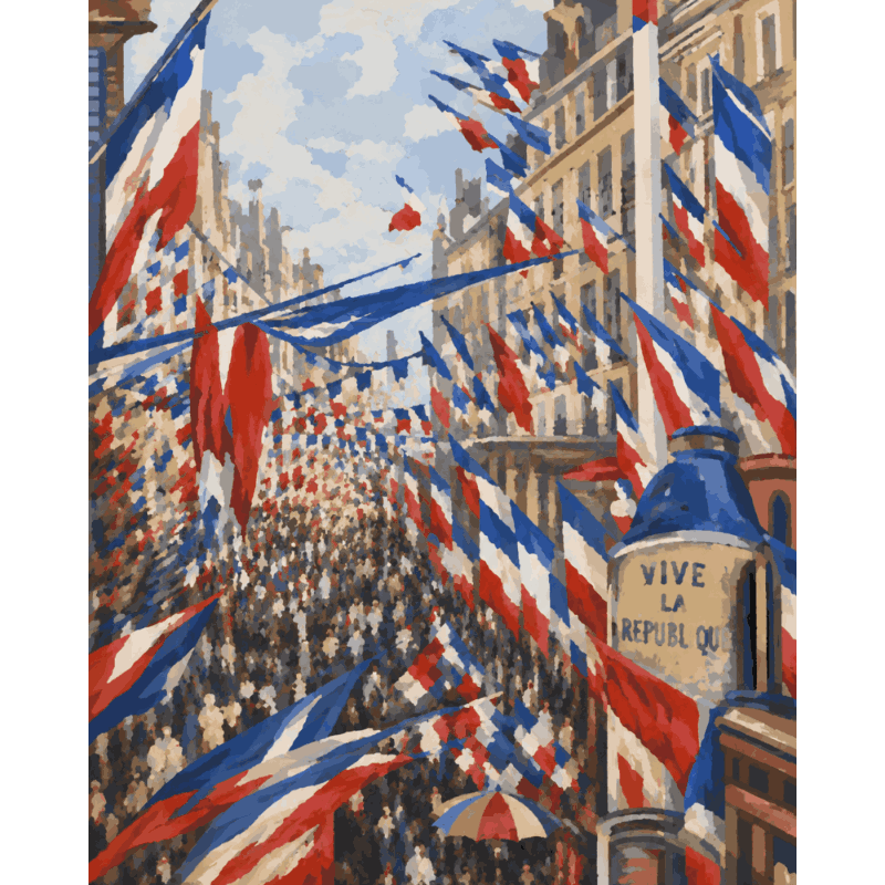 La Rue Montorgueil à Paris, Monet | Paint by Number- Paint by Numbers