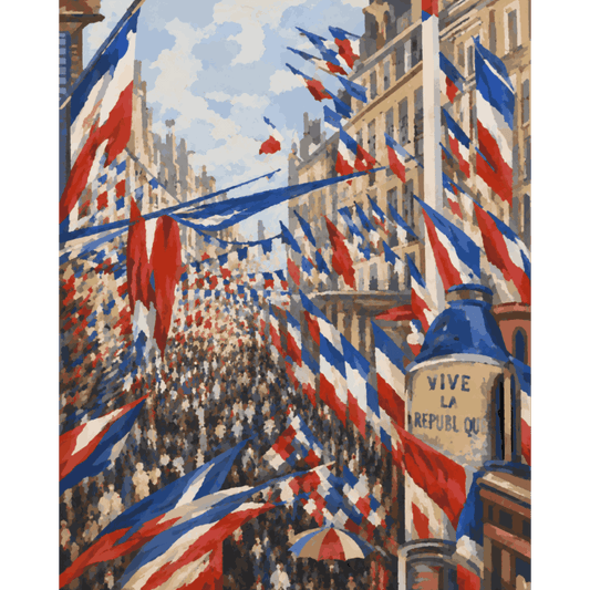 La Rue Montorgueil à Paris, Monet | Paint by Number- Paint by Numbers