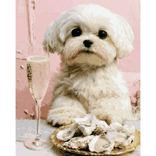 Puppy Oyster Lunch | Paint by Number- Paint by Numbers