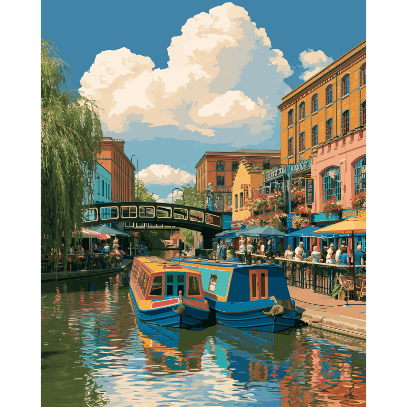 Camden Lock Canal | Paint by Number- Paint by Numbers