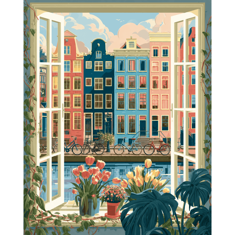 Window to Amsterdam | Paint by Number- Paint by Numbers