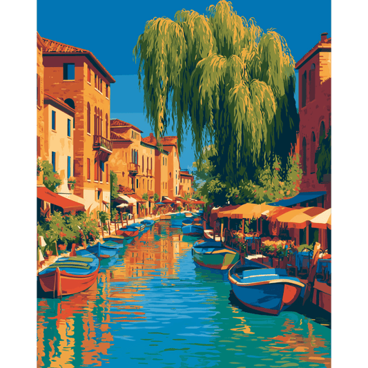 Colorful Canal | Paint by Number- Paint by Numbers