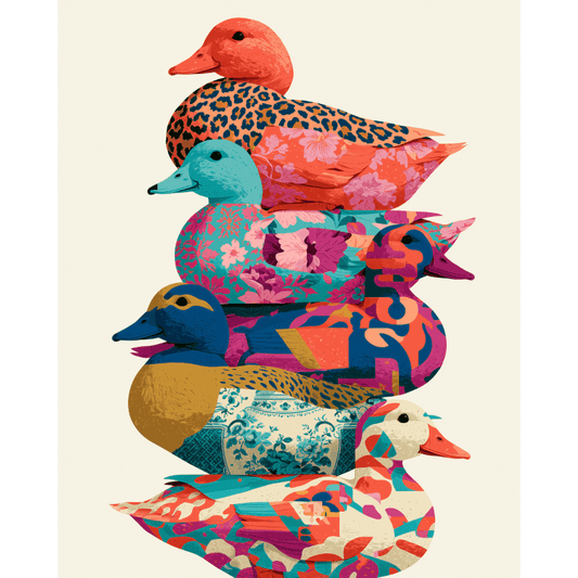 Five Decorative Ducks | Paint by Number- Paint by Numbers