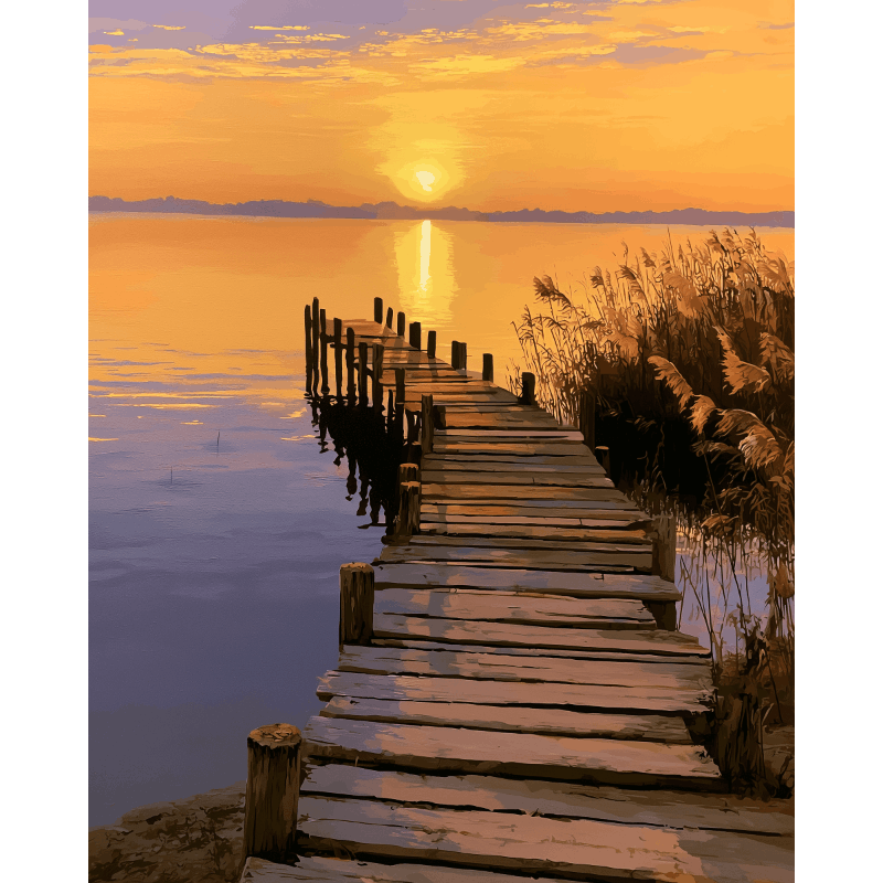 Lakeside Sunset | Paint by Number- Paint by Numbers