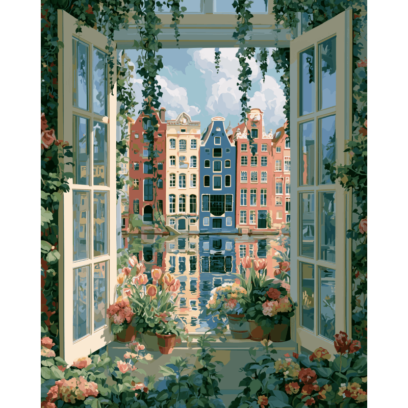 Tulips by the Window | Paint by Number- Paint by Numbers