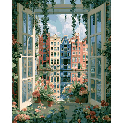 Tulips by the Window | Paint by Number- Paint by Numbers