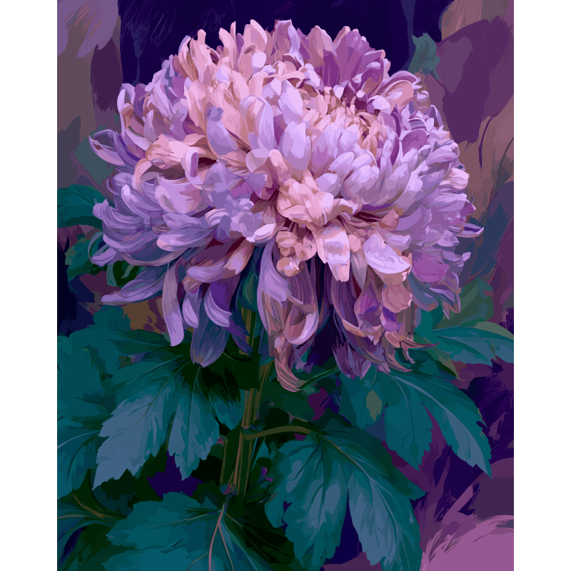 Lavender Chrysanthemum | Paint by Number- Paint by Numbers