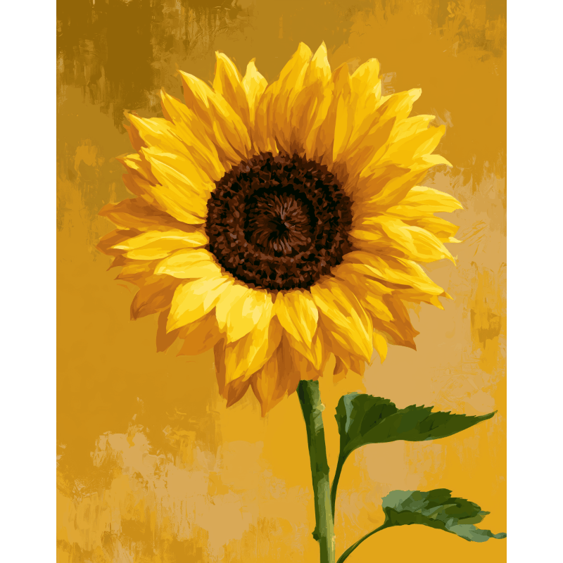 Single Sunflower | Paint by Number- Paint by Numbers