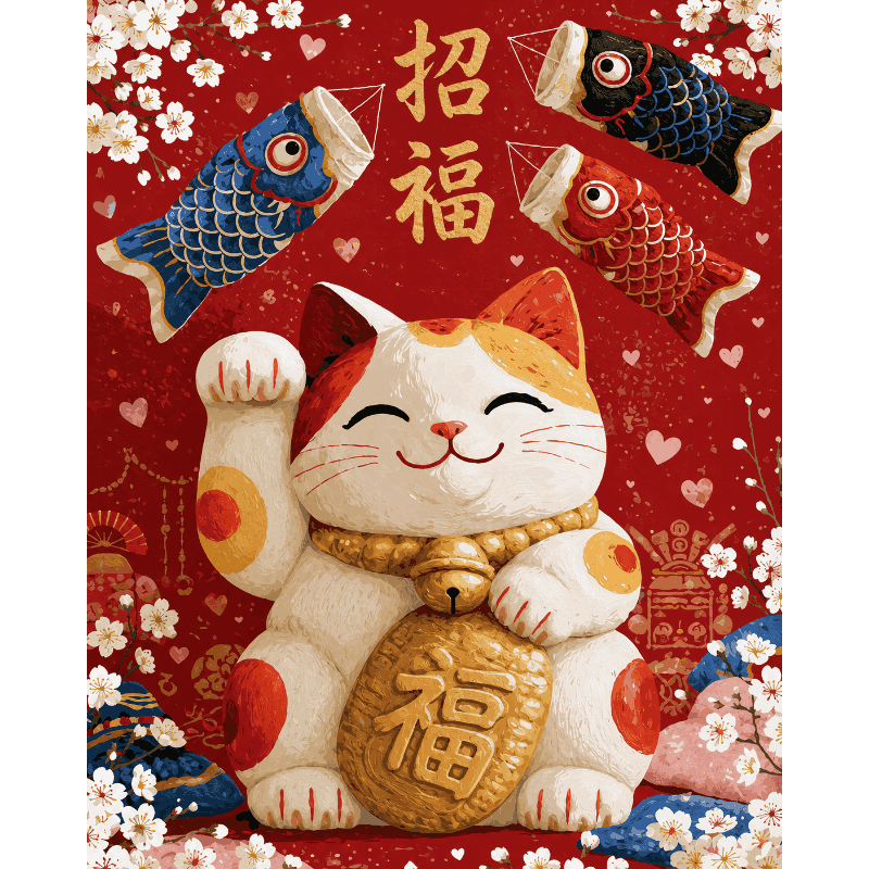 Maneki Neko Fortune | Paint by Number- Paint by Numbers