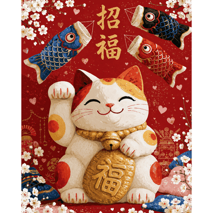 Maneki Neko Fortune | Paint by Number- Paint by Numbers