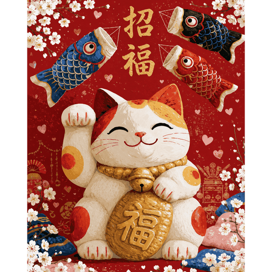 Maneki Neko Fortune | Paint by Number- Paint by Numbers