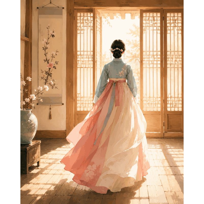 Morning Hanbok | Paint by Number- Paint by Numbers