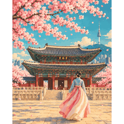 Spring at Gyeongbokgung | Paint by Number - Paint by numbers