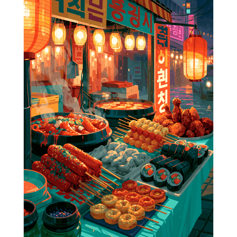 Korean Street Food | Paint by Number- Paint by Numbers
