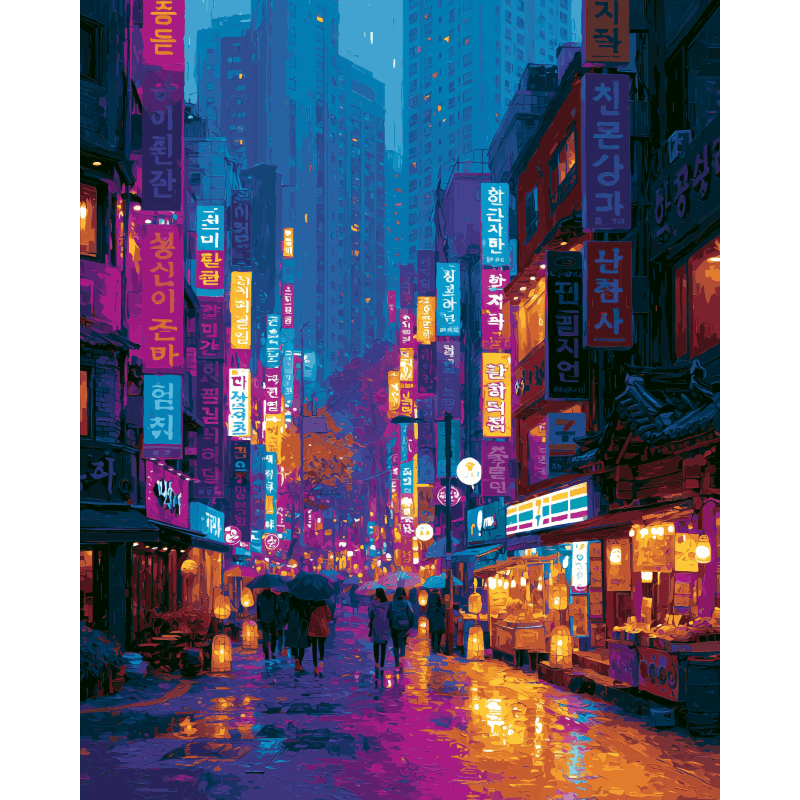 Neon Seoul | Paint by Number- Paint by Numbers