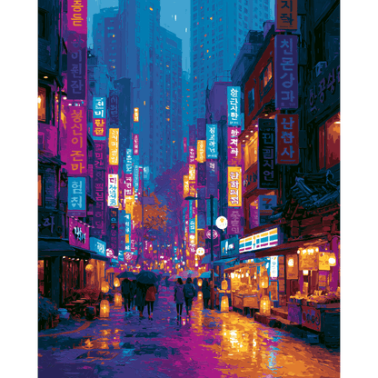 Neon Seoul | Paint by Number- Paint by Numbers