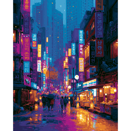 Neon Seoul | Paint by Number- Paint by Numbers