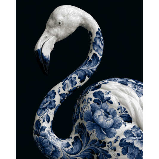 Delft Blue Flamingo | Paint by Number- Paint by Numbers