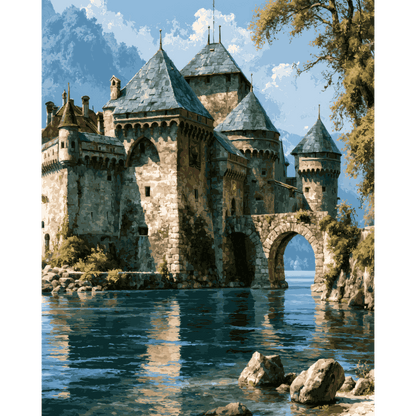Lakeside Castle | Paint by Number- Paint by Numbers