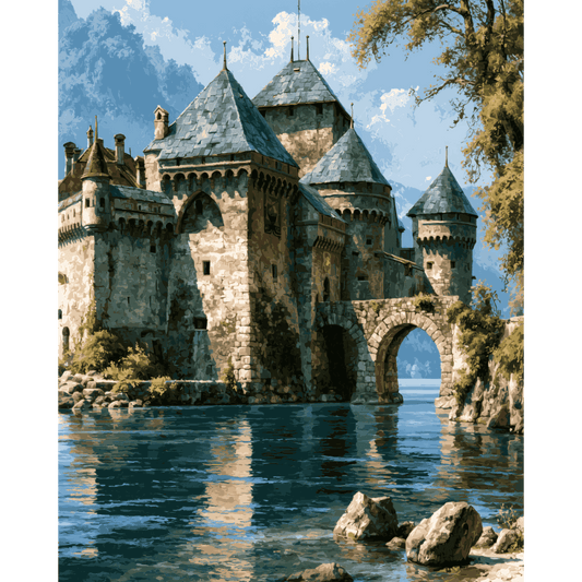 Lakeside Castle | Paint by Number- Paint by Numbers