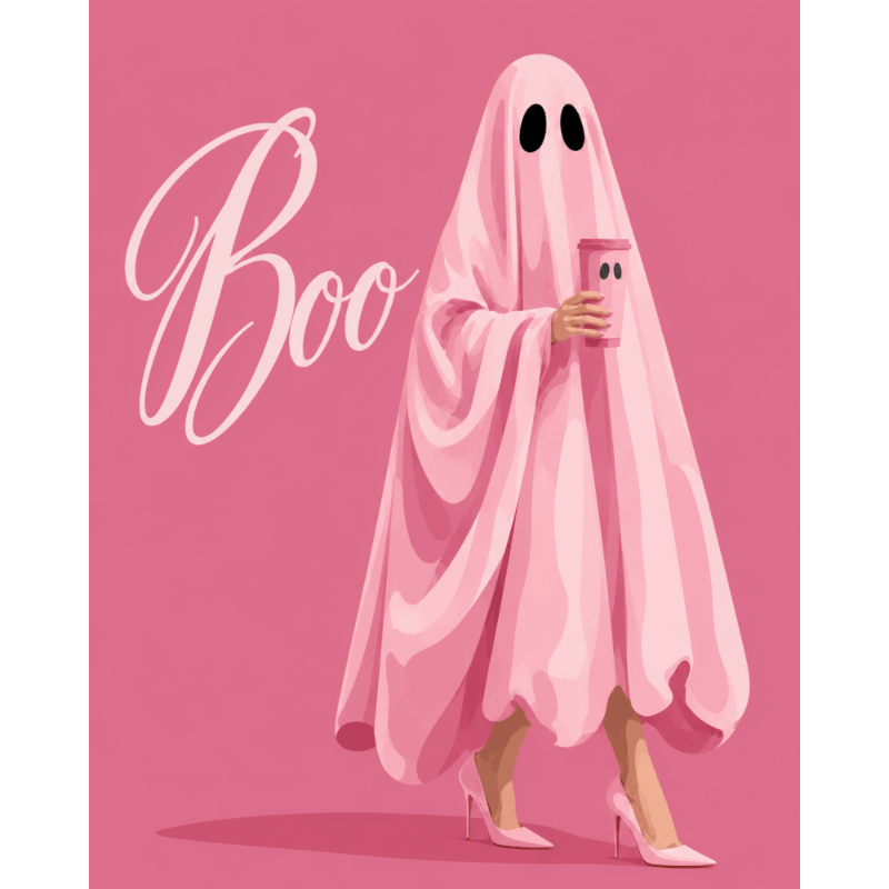 Pink Boo | Paint by Number- Paint by Numbers