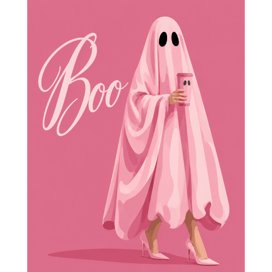 Pink Boo | Paint by Number- Paint by Numbers
