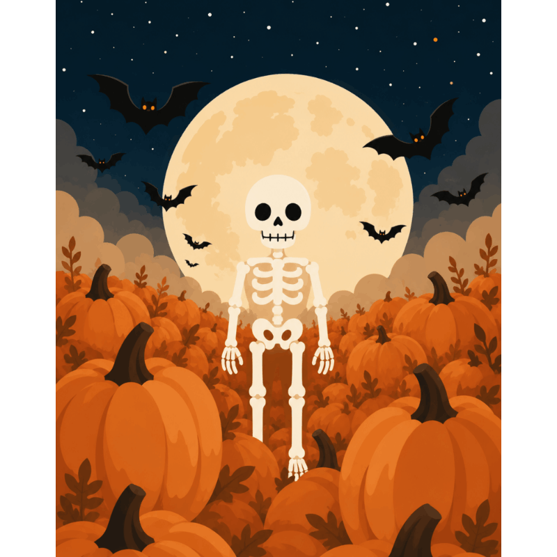 Pumpkin Skeleton | Paint by Number- Paint by Numbers