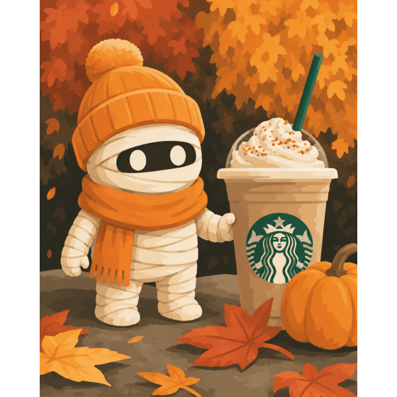 Pumpkin Spice Mummy | Paint by Number- Paint by Numbers