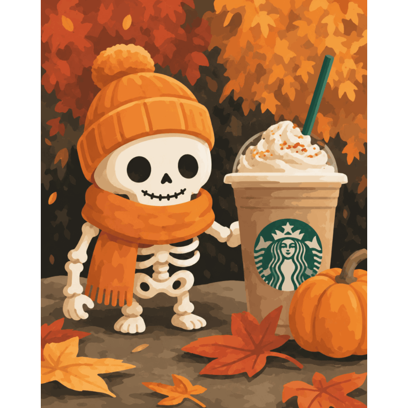 Pumpkin Spice Skeleton | Paint by Number- Pintar por números