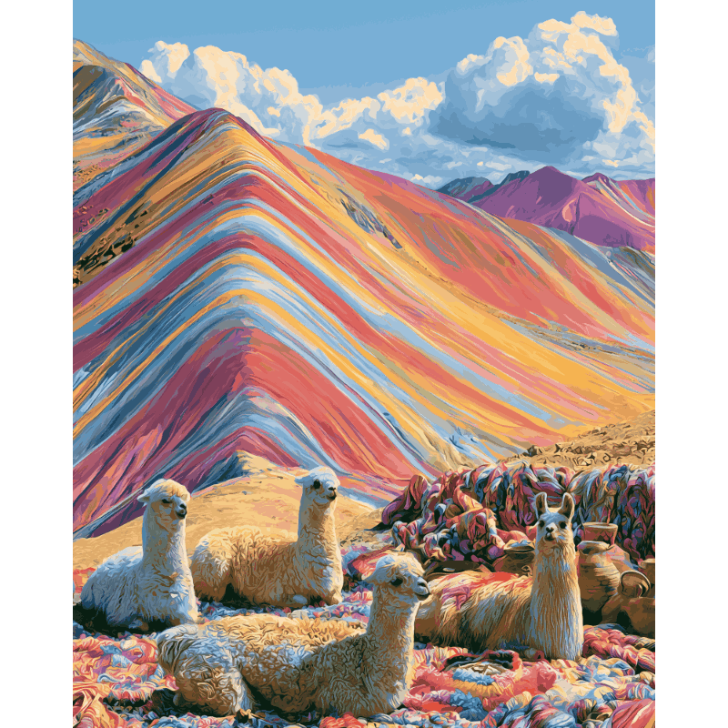 Rainbow Mountain - Peru | Paint by Number- Paint by Numbers