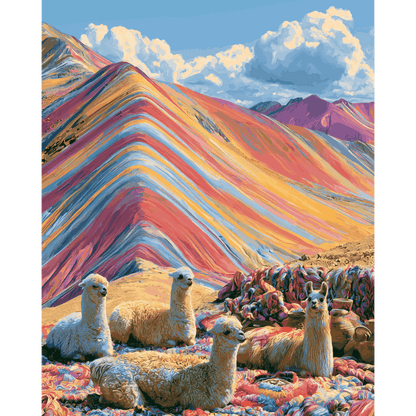 Rainbow Mountain - Peru | Paint by Number- Paint by Numbers