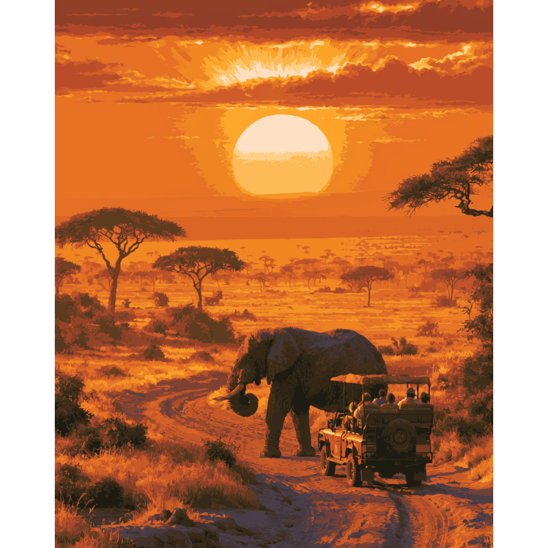 Safari Sunset | Paint by Number- Paint by Numbers