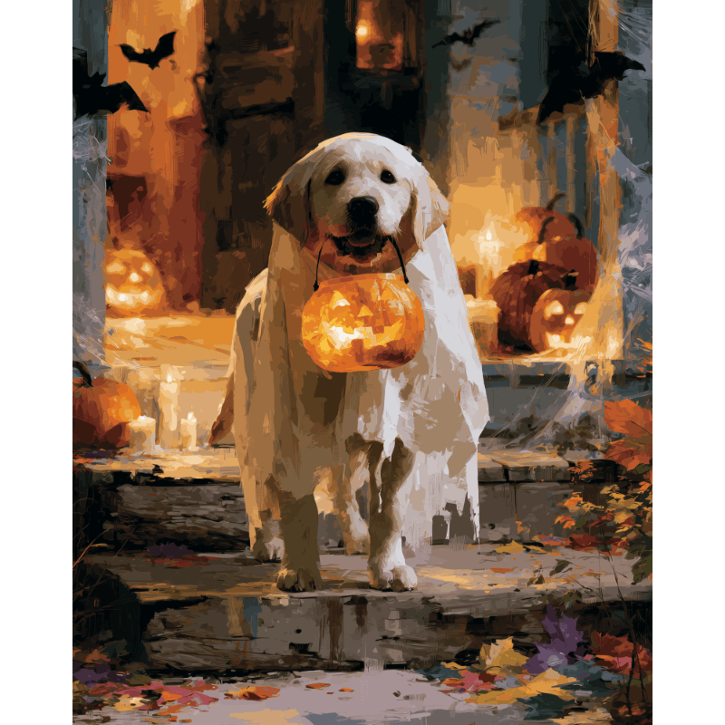 Trick-or-Treat Retriever | Paint by Number- Paint by Numbers