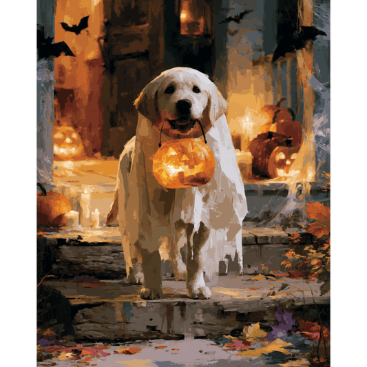 Trick-or-Treat Retriever | Paint by Number- Paint by Numbers