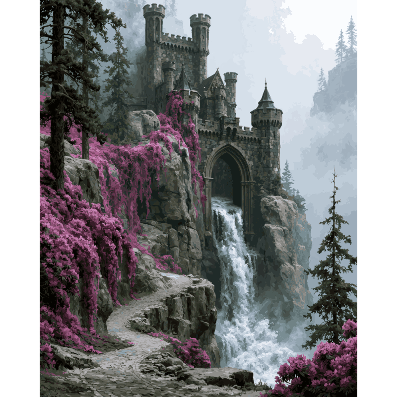 Waterfall Keep | Paint by Number- Paint by Numbers