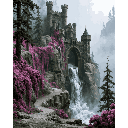 Waterfall Keep | Paint by Number- Paint by Numbers