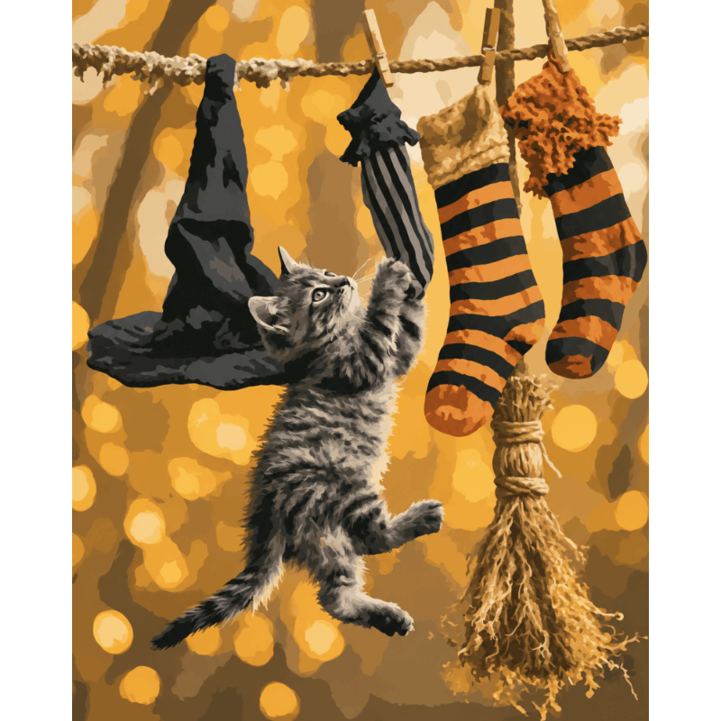 Witch's Laundry Mischief | Paint by Number- Paint by Numbers