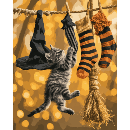 Witch's Laundry Mischief | Paint by Number- Paint by Numbers
