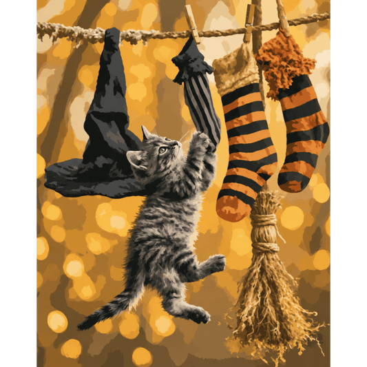 Witch's Laundry Mischief | Paint by Number- Paint by Numbers