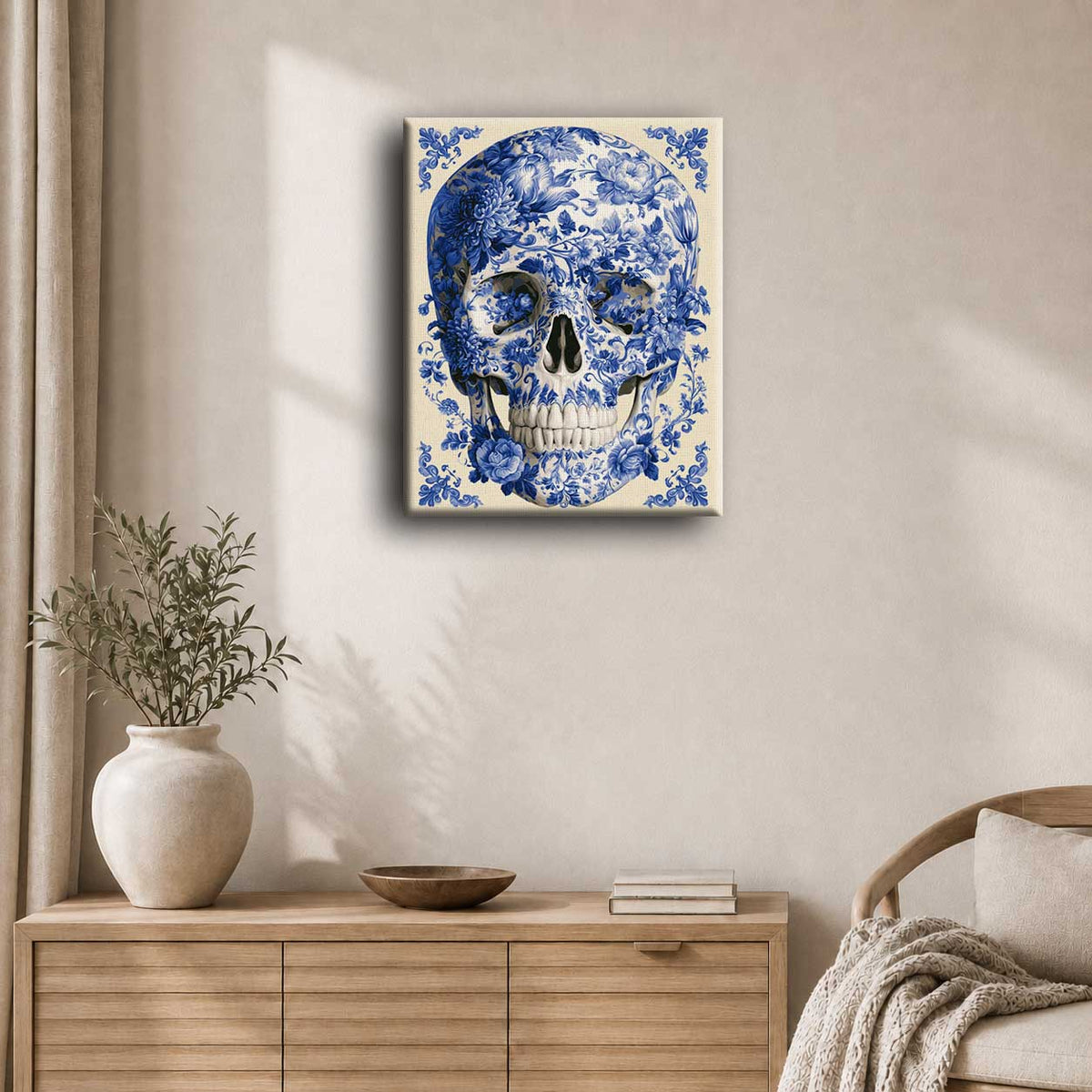 Delft Blue Skull | Paint by Number