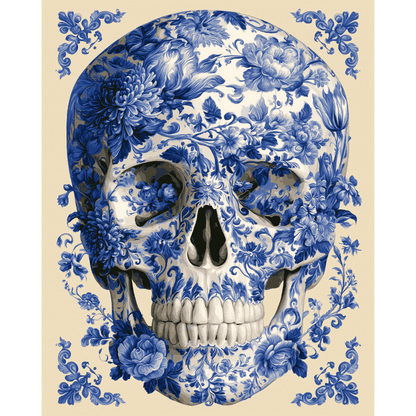 Delft Blue Skull | Paint by Number