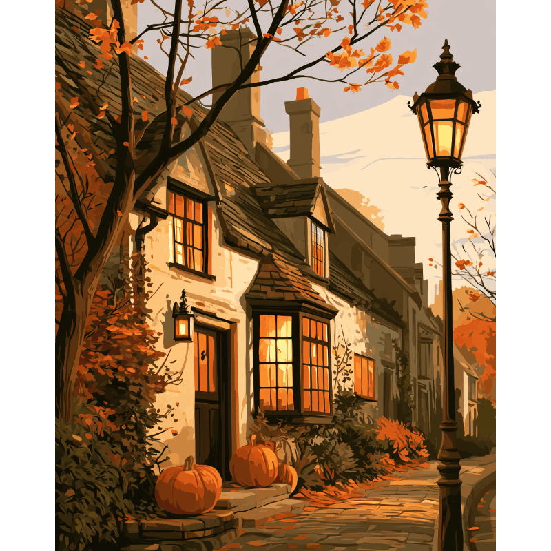 Autumn on Lantern Lane | Paint by Number - Paint by numbers