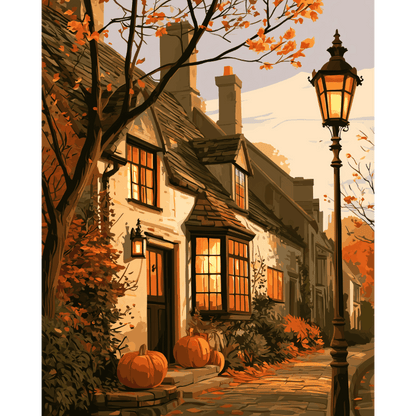 Autumn on Lantern Lane | Paint by Number - Paint by numbers