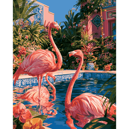 Flamingo Oasis | Paint by Number - Paint by numbers
